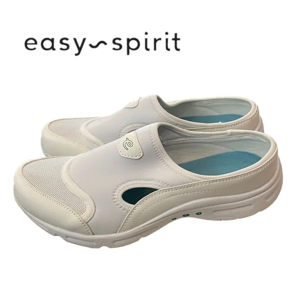 Easy Spirit Bow Women's White Walking Slip-On Mules NEW 11